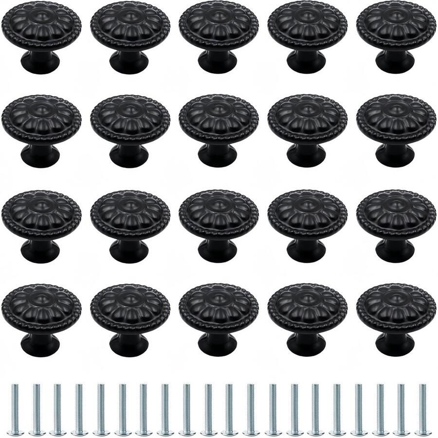 Ibenzoa Set van 20 stuks ronde meubelknoppen met bloemenpatroon voor toepassingen
