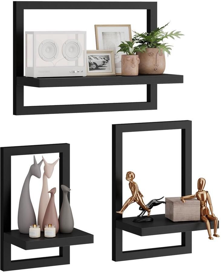 Ibenzoa Set van 3 Moderne Zwevende Wandplanken voor Ruimtes in Huis