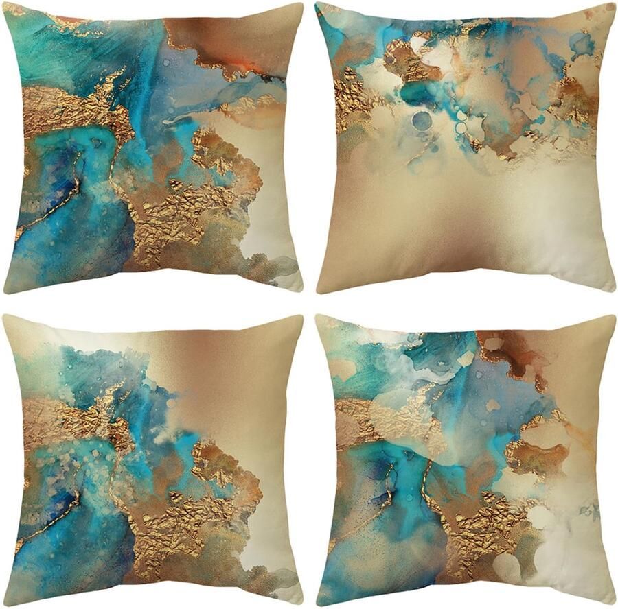 Ibenzoa Set van 4 Decoratieve Kussenhoezen van Fluweel 45 x 45 cm – Voor Slaapkamer Bank Stoel en Tuin