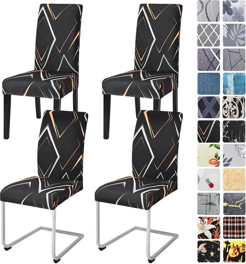 Ibenzoa Set van 4 Elastische Stoelhoezen voor Schommel- en Eetkamerstoelen Wasbaar en Beschermend