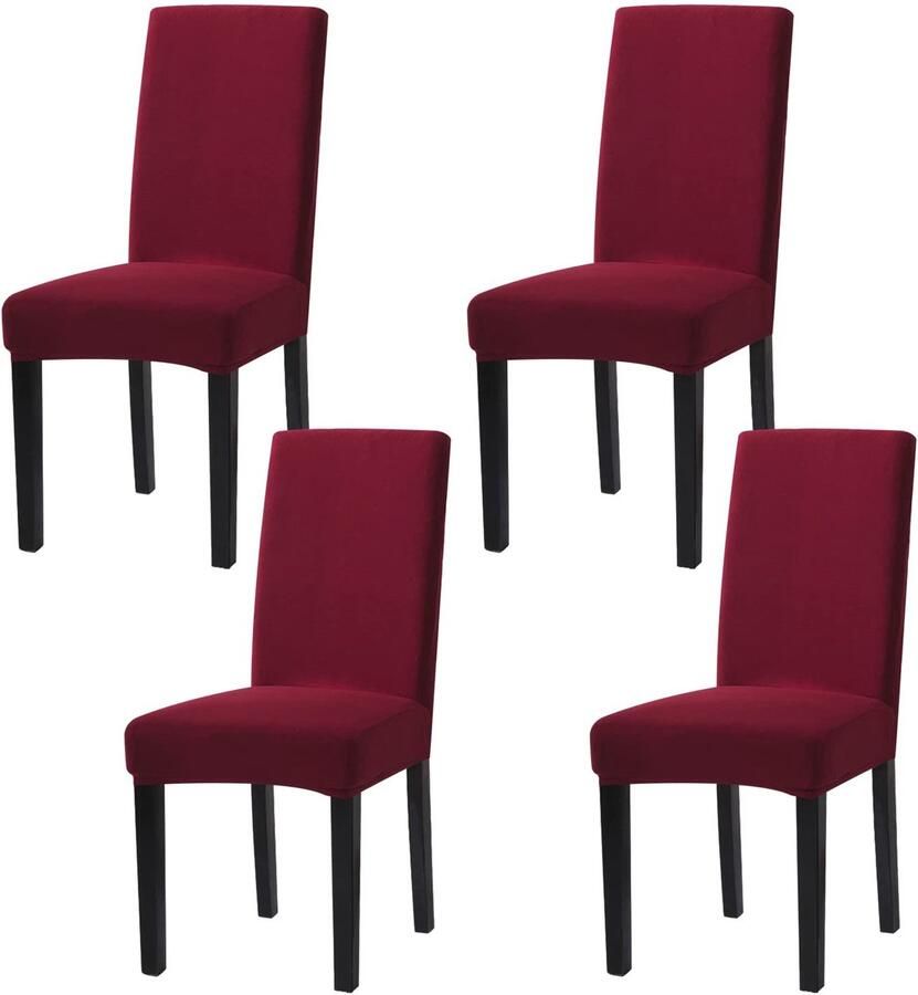 Ibenzoa Set van 4 elegante stretch stoelhoezen voor gelegenheden in wijnrode kleur