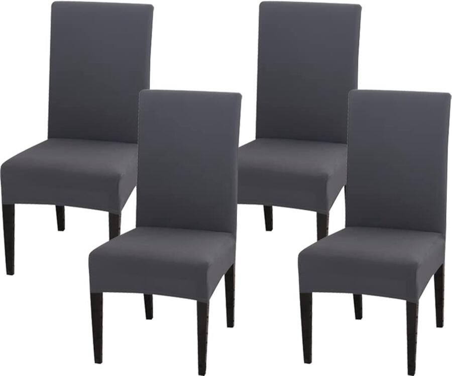 Ibenzoa Set van 4 Grijze Stretch Stoelhoezen voor Eetkamer en Feestelijke Gelegenheden