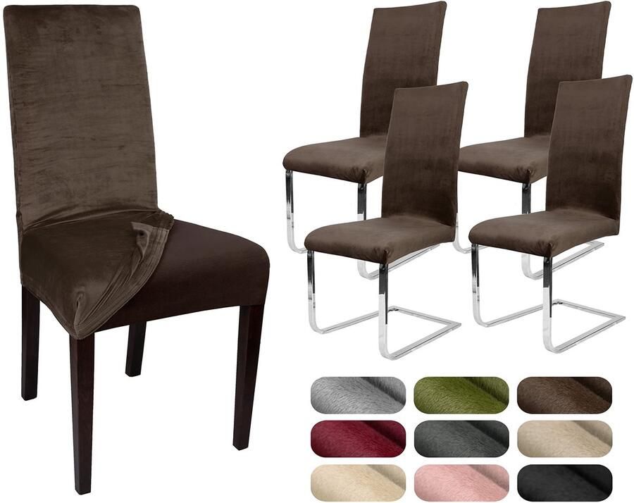 Ibenzoa Set van 4 Luxe Fluwelen Stoelhoezen voor Een Elegante Stoelmakeover