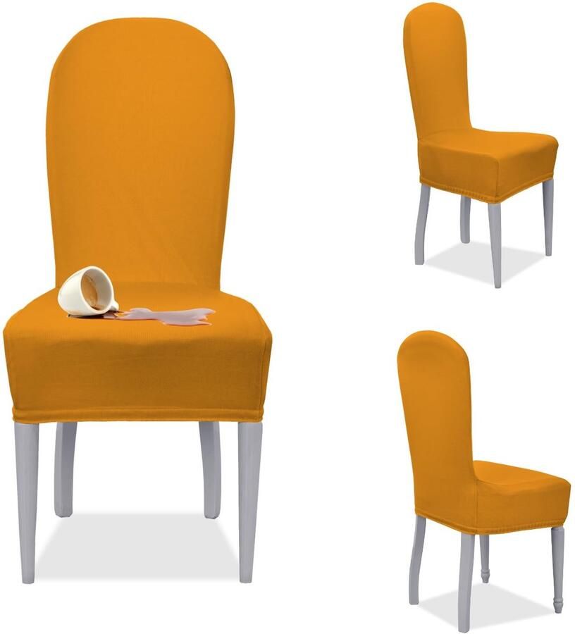 Ibenzoa Set van 4 luxe stoelhoezen voor zit- en rugleuning in goudtinten