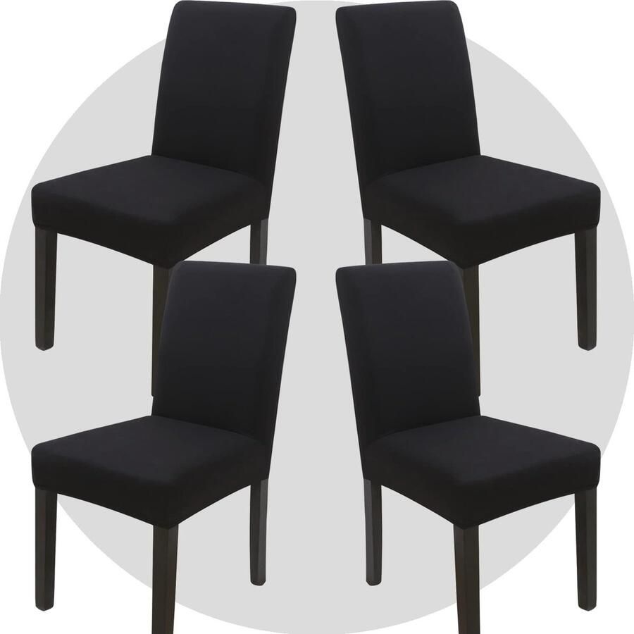 Ibenzoa Set van 4 Luxe Universele Stretch Stoelhoezen voor Gelegenheden Zwart