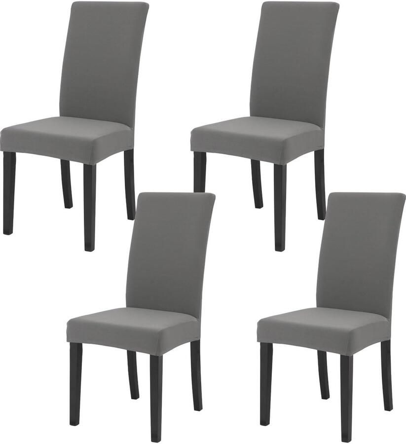 Ibenzoa Set van 4 Moderne Eetkamer Stoelhoezen in Lichtgrijs voor Verschillende Gelegenheden
