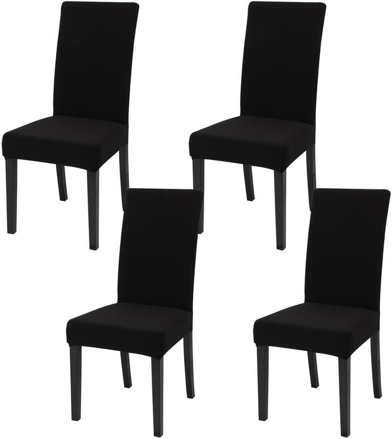 Ibenzoa Set van 4 Moderne Elastische Stoelhoezen voor Gelegenheden in Zwart