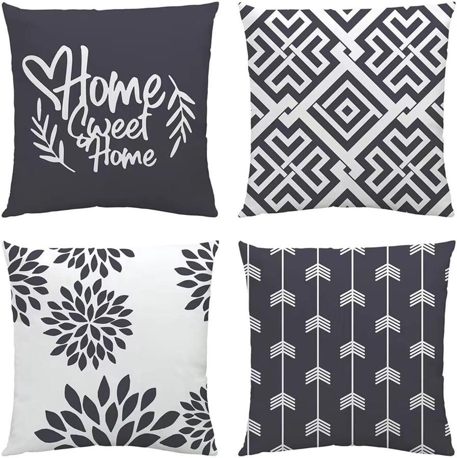 Ibenzoa Set van 4 moderne kussenslopen voor bank of bed in zacht polyester