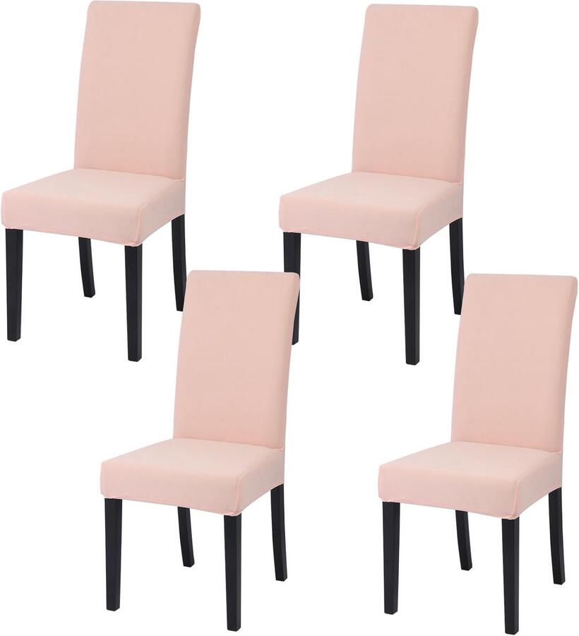 Ibenzoa Set van 4 Moderne Rekbare Stoelhoezen voor Eetkamer Hotel en Bruiloft in Nude Roze