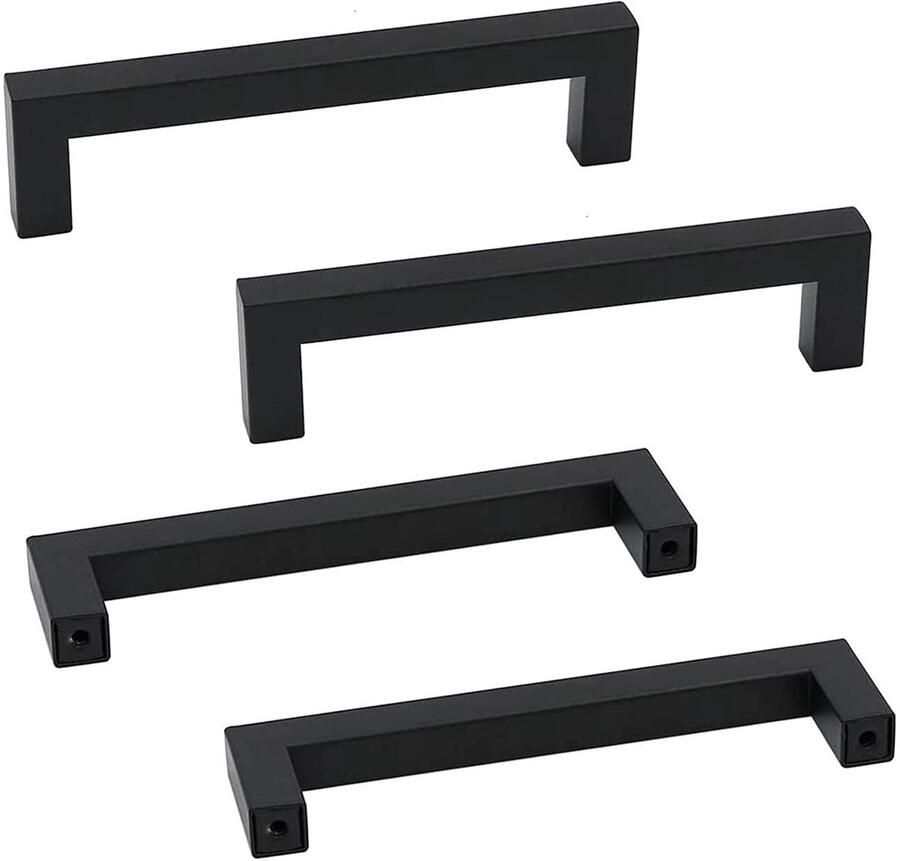 Ibenzoa Set van 4 moderne vierkante kastgrepen van roestvrij staal voor keukens en meubels