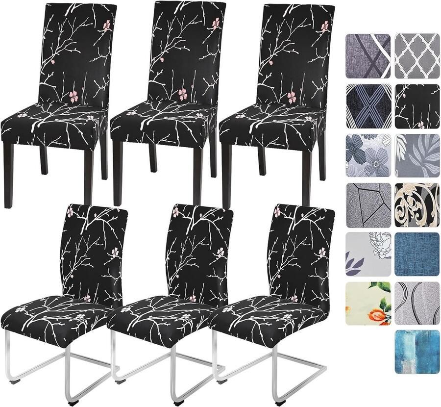 Ibenzoa Set van 4 of 6 Elastische Stoelhoezen Duurzame Bescherming voor Eetkamerstoelen Verschillende Maten