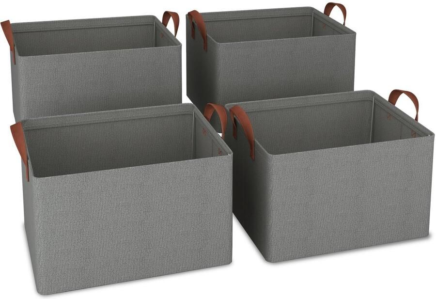 Ibenzoa Set van 4 opvouwbare opbergmanden met handgrepen voor ruimtes