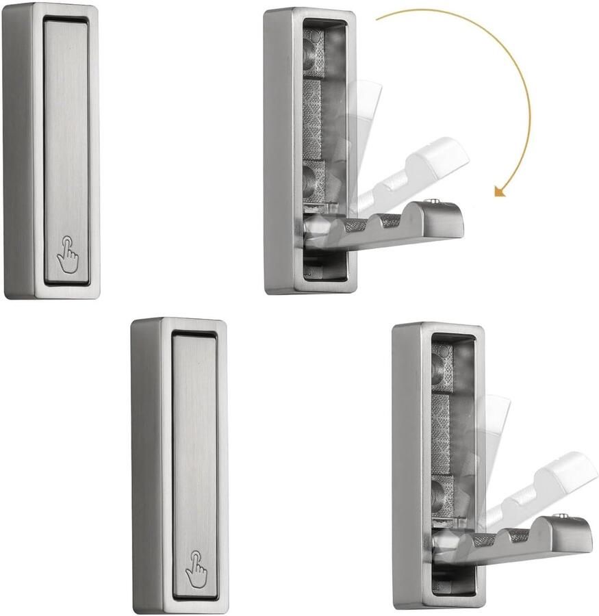 Ibenzoa Set van 4 opvouwbare wandhaken voor garderobe keuken en badkamer