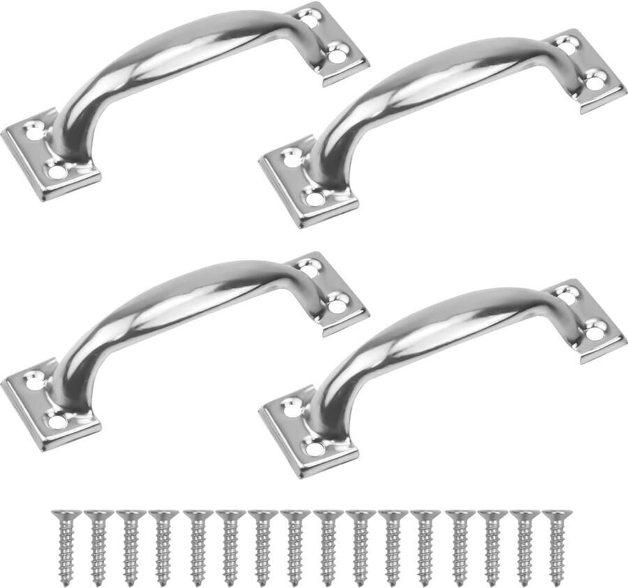 Ibenzoa Set van 4 Roestvrijstalen Vintage Meubelgrepen voor Kasten en Lades Inclusief Schroeven Zilver