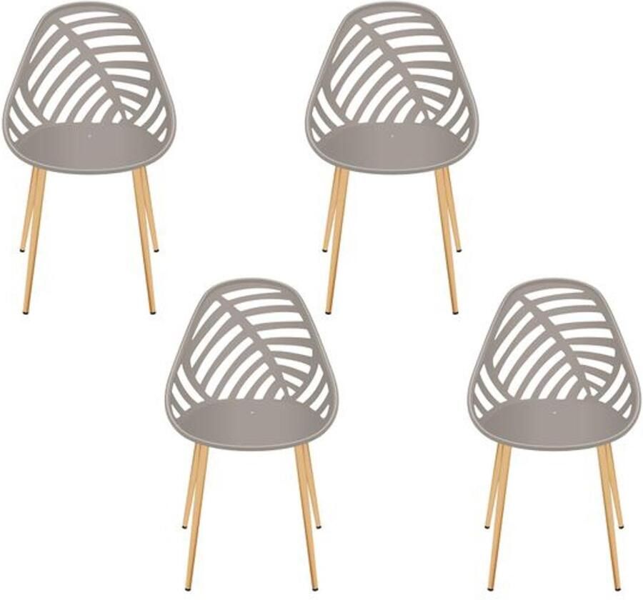 Ibenzoa Set van 4 stijlvolle en comfortabele tuinstoelen in taupe voor buitengebruik