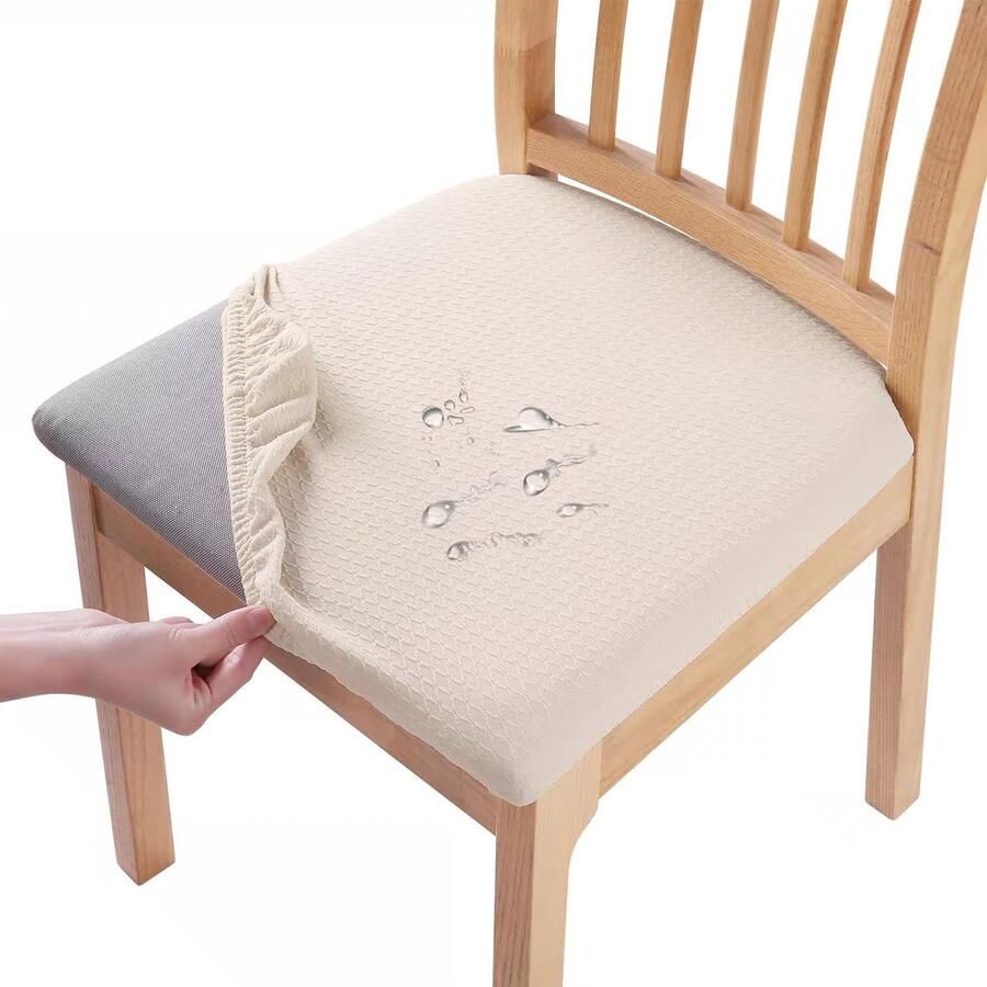 Ibenzoa Set van 4 stijlvolle geruite stoelhoezen voor eetkamerstoelen waterafstotend en rekbaar