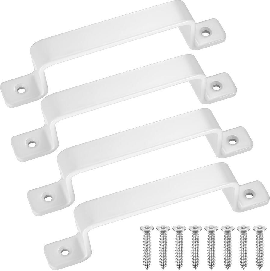 Ibenzoa Set van 4 stijlvolle witte deurknoppen voor binnen en buiten gebruik