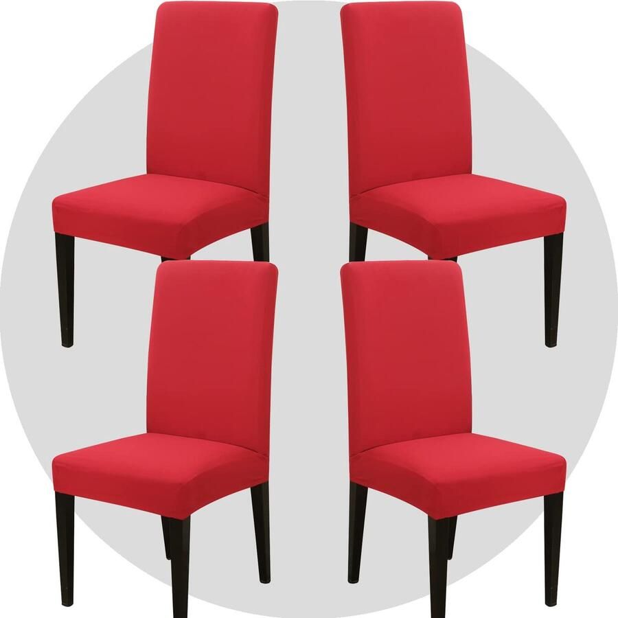 Ibenzoa Set van 4 Stretch Stoelhoezen voor Eetkamer Hotel en Feestelijke Gelegenheden in Rood