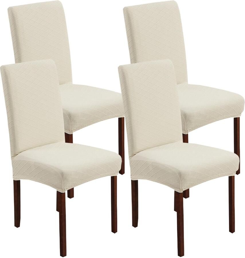 Ibenzoa Set van 4 Stretchbare Jacquard Stoelhoezen voor Eetkamer en Feestelijke Gelegenheden