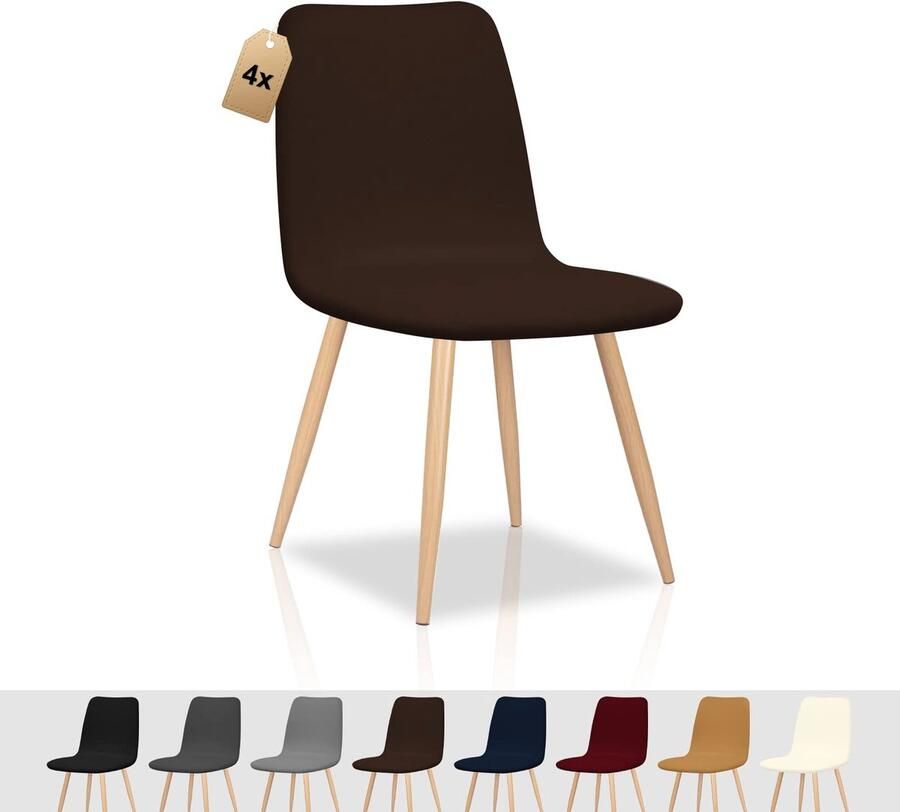 Ibenzoa Set van 4 Universele Stretch Stoelhoezen in Donkerbruin voor Gebruiken