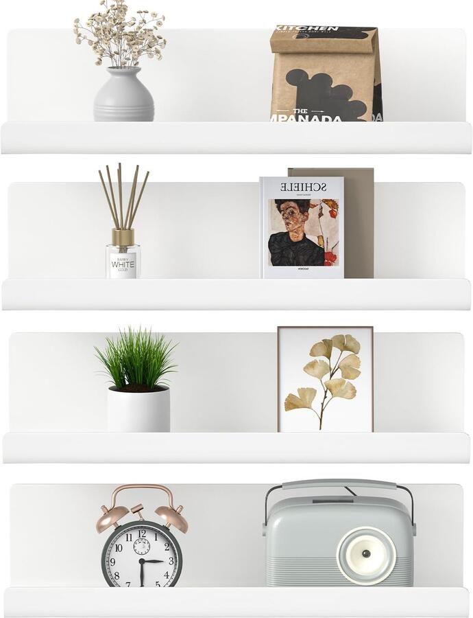 Ibenzoa Set van 4 veelzijdige wandplanken zonder boren ideaal voor elke ruimte in huis