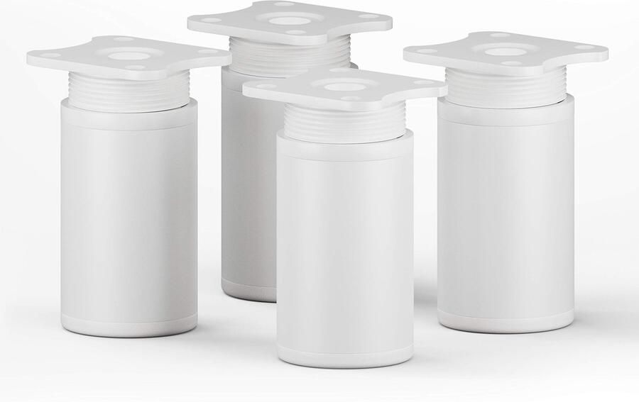Ibenzoa Set van 4 verstelbare meubelpoten met ronde witte afwerking ideaal voor kasten en dressoirs