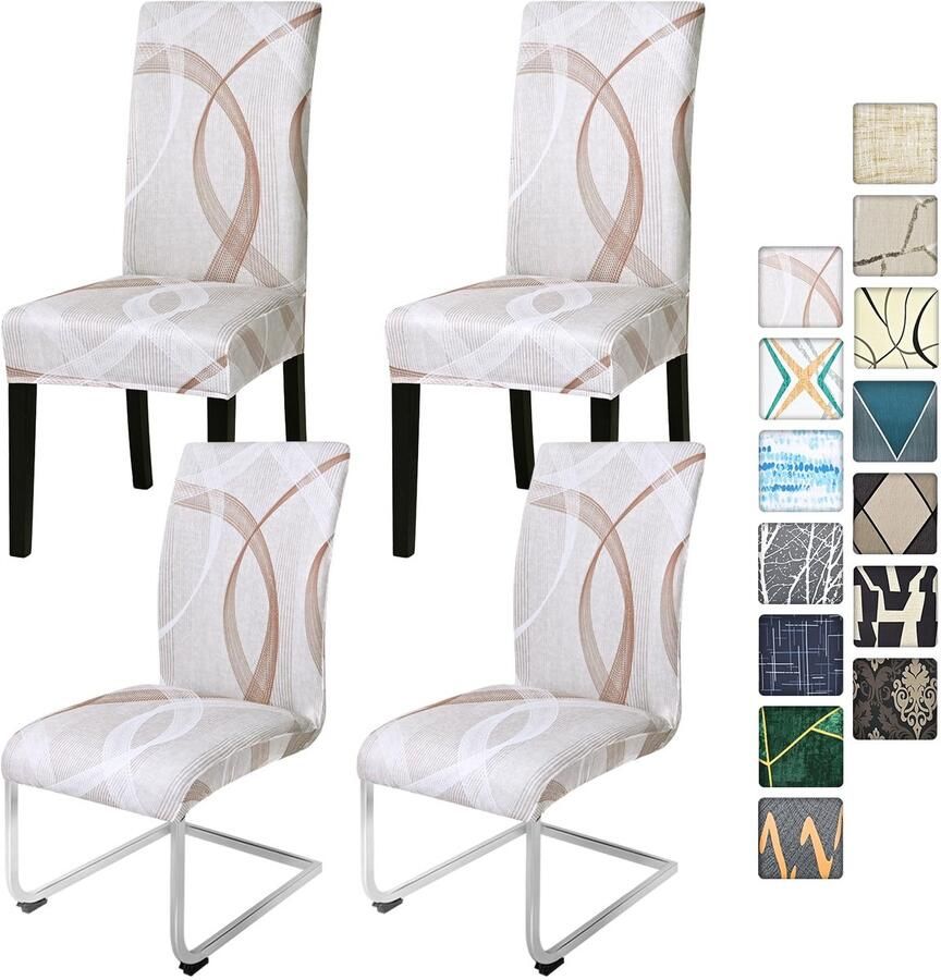 Ibenzoa Set van 46 Kaki Stoelhoes met Elastische Afwerking – Bescherming en Verjonging voor Eetkamerstoelen