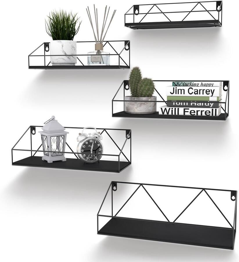 Unyqoos Set van 5 Moderne Zwevende Wandplanken voor Stijlvolle Interieurdecoratie in Huis en Kantoor