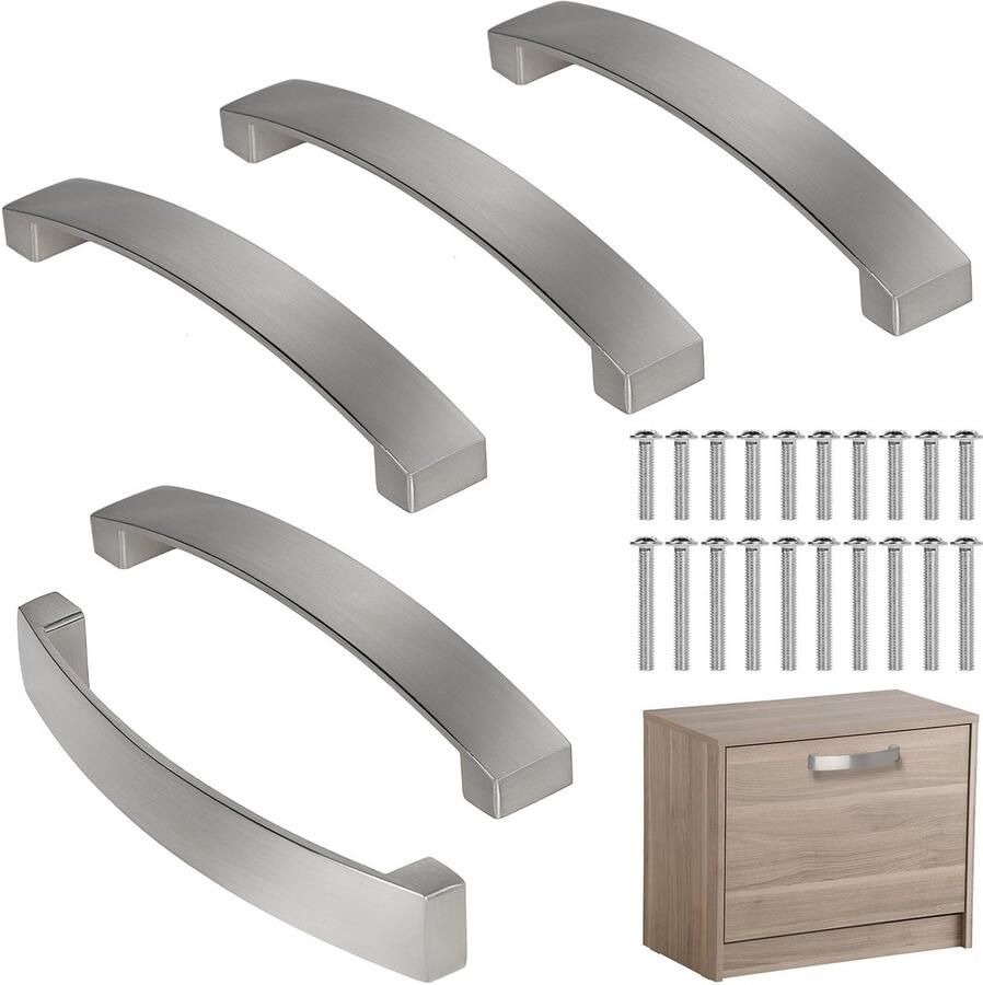Ibenzoa Set van 5 Zilverkleurige Meubelgrepen met Schroeven voor Toepassingen in Huis