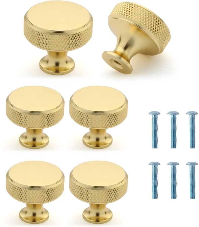 Ibenzoa Set van 6 Gouden Kastknoppen voor Meubels met Schroeven voor Toepassingen