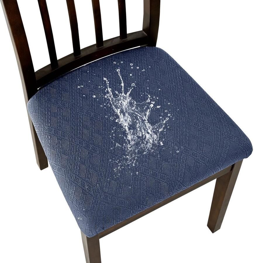 Ibenzoa Set van 6 marineblauwe stoelbekleding voor eetkamerstoelen wasbaar en afneembaar