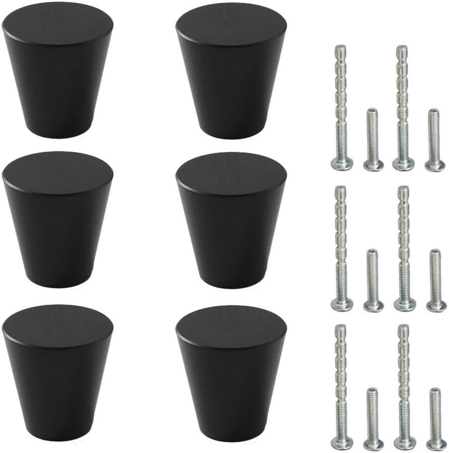 Ibenzoa Set van 6 moderne ronde deurknoppen met schroeven voor meubels