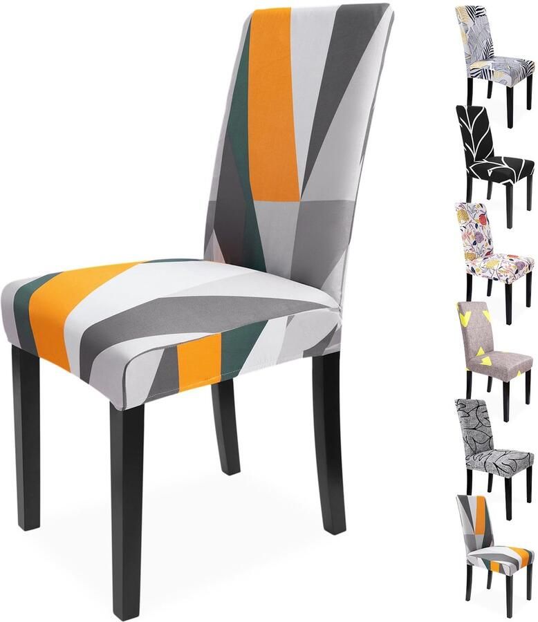 Ibenzoa Set van 6 Moderne Stretch Stoelhoezen in Geometrisch Design voor Interieurs