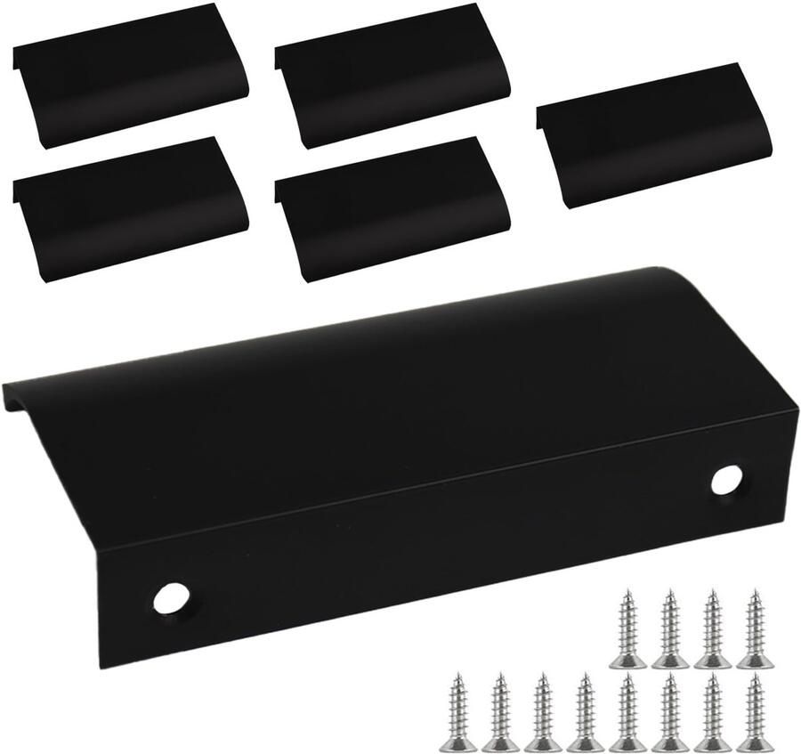 Ibenzoa Set van 6 Moderne Zwarte Handgrepen voor Kasten en Laden met Schroevenset