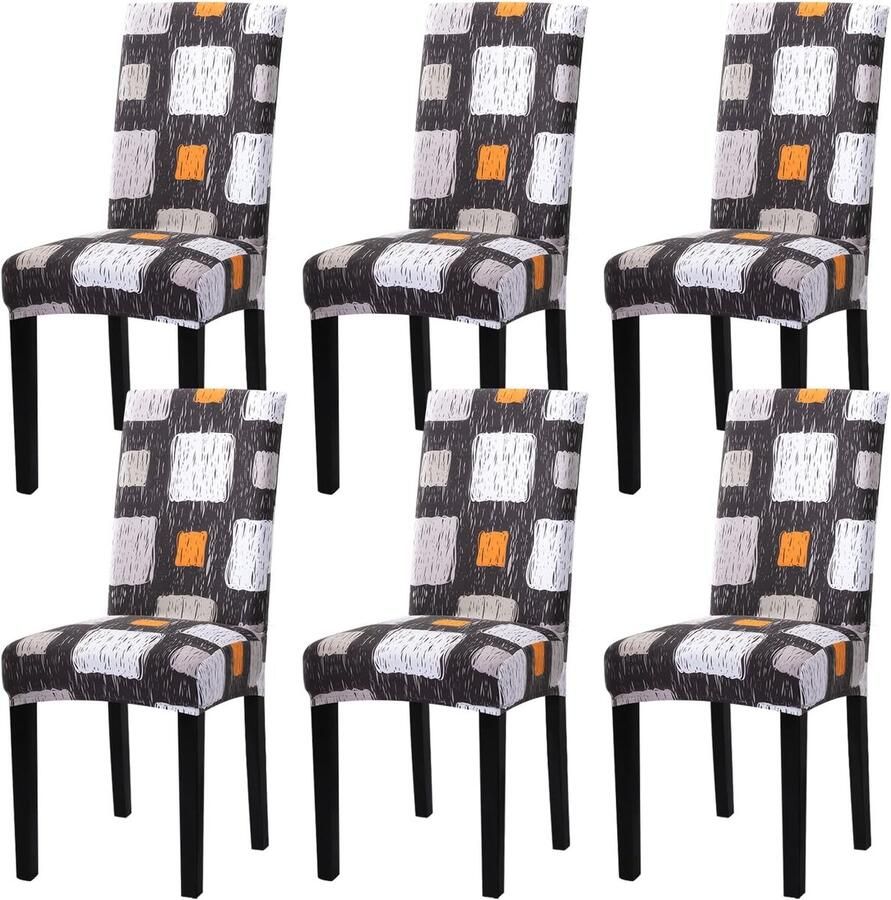 Ibenzoa Set van 6 Stretchbare Stoelhoezen Multifunctioneel Beschermend Materiaal