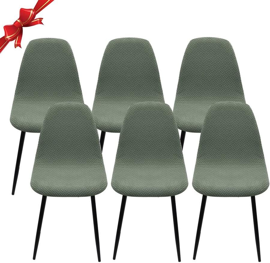 Ibenzoa Set van 6 Universele Elastische Stoelhoezen voor Eetkamerstoelen in Diagonaal Turquoise