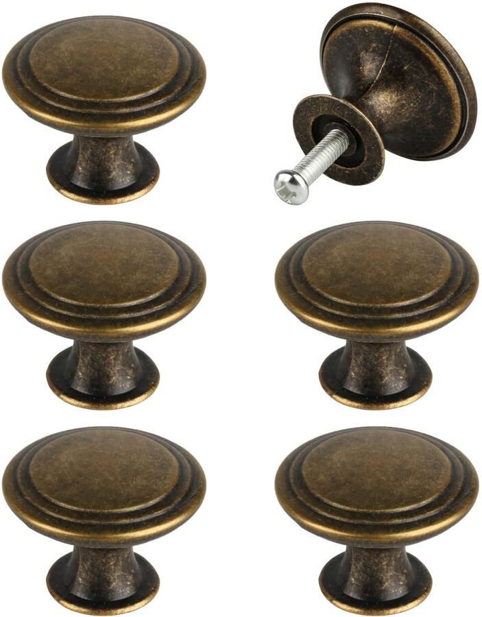 Ibenzoa Set van 6 Vintage Bronzen Knoppen voor Kasten en Lades met Elegant Ontwerp