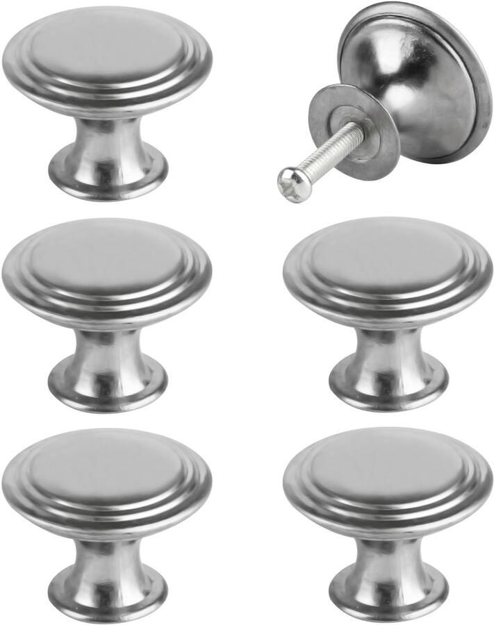 Ibenzoa Set van 6 Vintage Kastknoppen in Zilver met Eenvoudige Montage voor Meubels