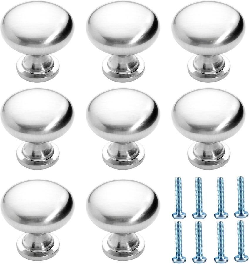 Ibenzoa Set van 8 Chromen Kastknoppen 28 mm Ronde Ladegrepen voor Meubels en Kasten