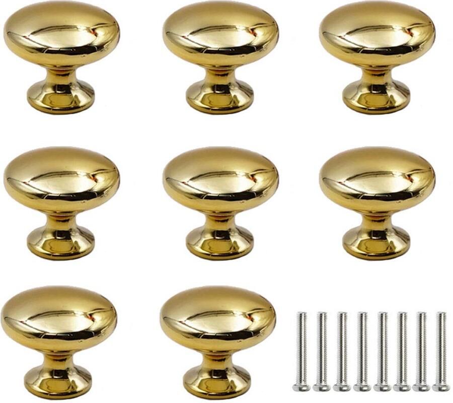 Ibenzoa Set van 8 Gouden Ronde Handgrepen voor Kasten en Lades met Eenvoudige Installatie