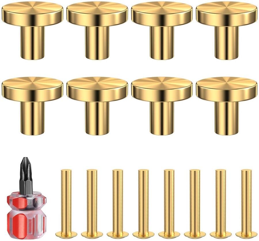 Ibenzoa Set van 8 Luxe Gouden Meubelknoppen met Schroeven voor Kasten en Laden 25 x 20 mm