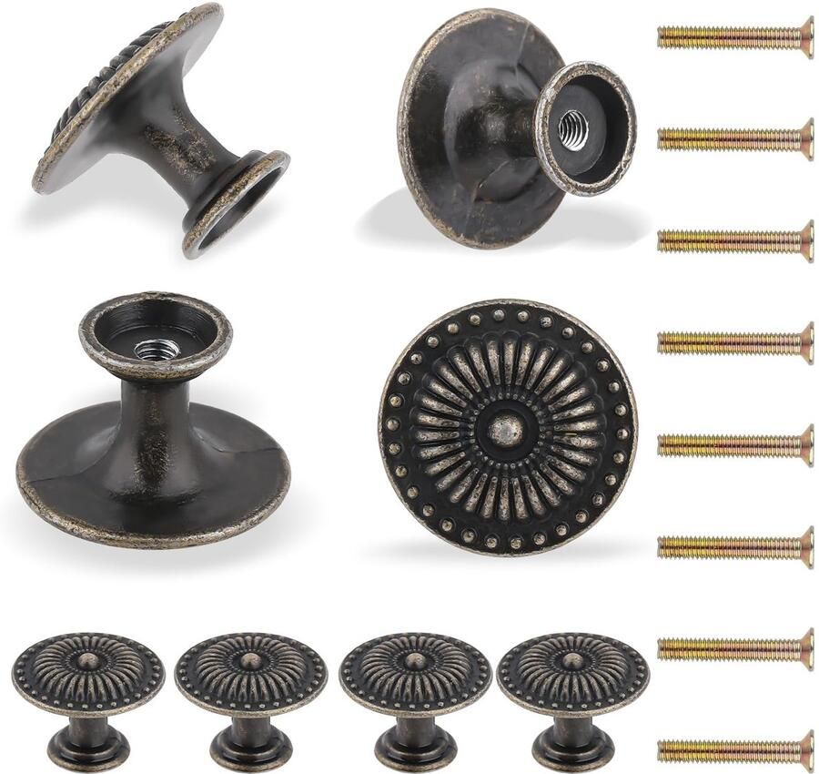 Ibenzoa Set van 8 Vintage Kastknoppen Meubelknoppen voor Kasten en Laden met Schroeven en Retro Stijl