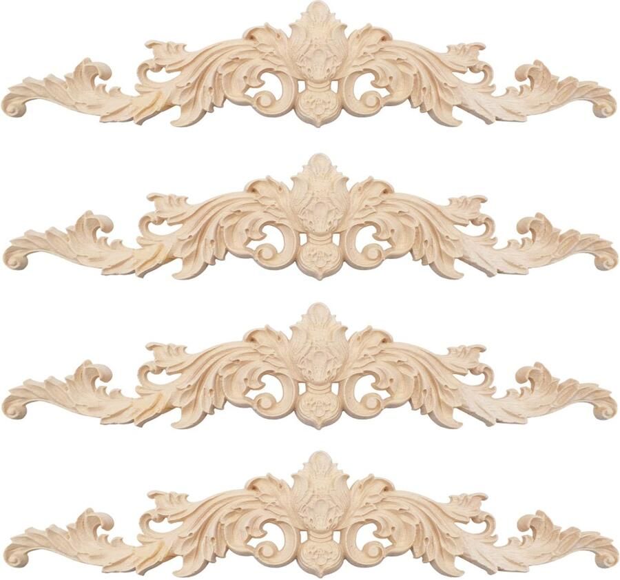 Ibenzoa Set van Drie Houten Ornamenten met Bloemmotief – Handgesneden Decoratie