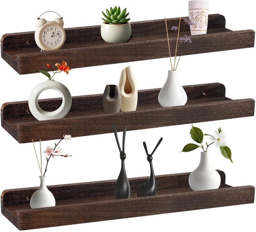 Ibenzoa Set van drie houten wandplanken voor stijlvolle inrichting van elke ruimte