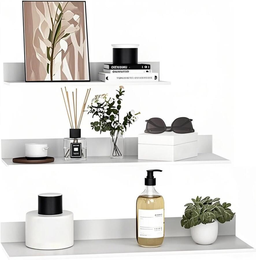 Ibenzoa Set van drie stevige zwevende wandplanken voor ruimtes in huis