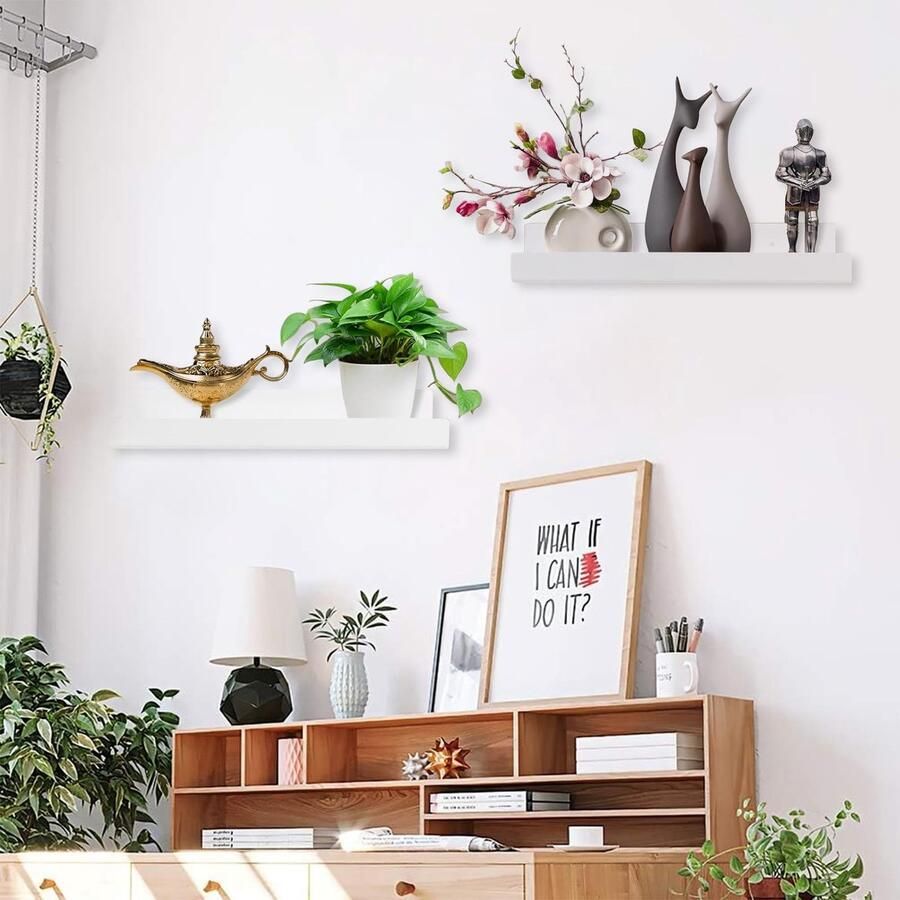 Ibenzoa Set van twee acryl wandplanken voor ruimtes zonder boren