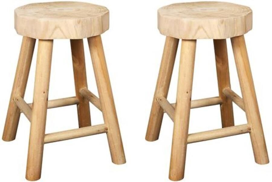 Ibenzoa Set van twee houten krukken met natuurlijk design voor veelzijdig gebruik