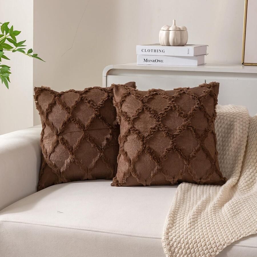 Ibenzoa Set van Twee Luxe Boho-Stijl Kussenslopen met Marokkaanse Patronen voor Bank of Bed