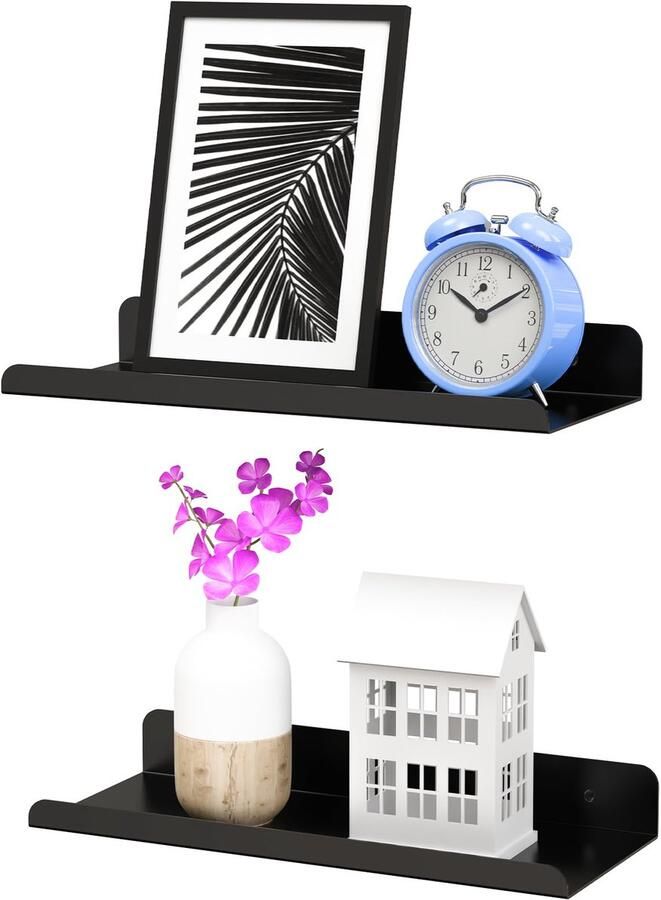 Ibenzoa Set van twee metalen wandplanken voor stijlvolle en praktische opbergruimte