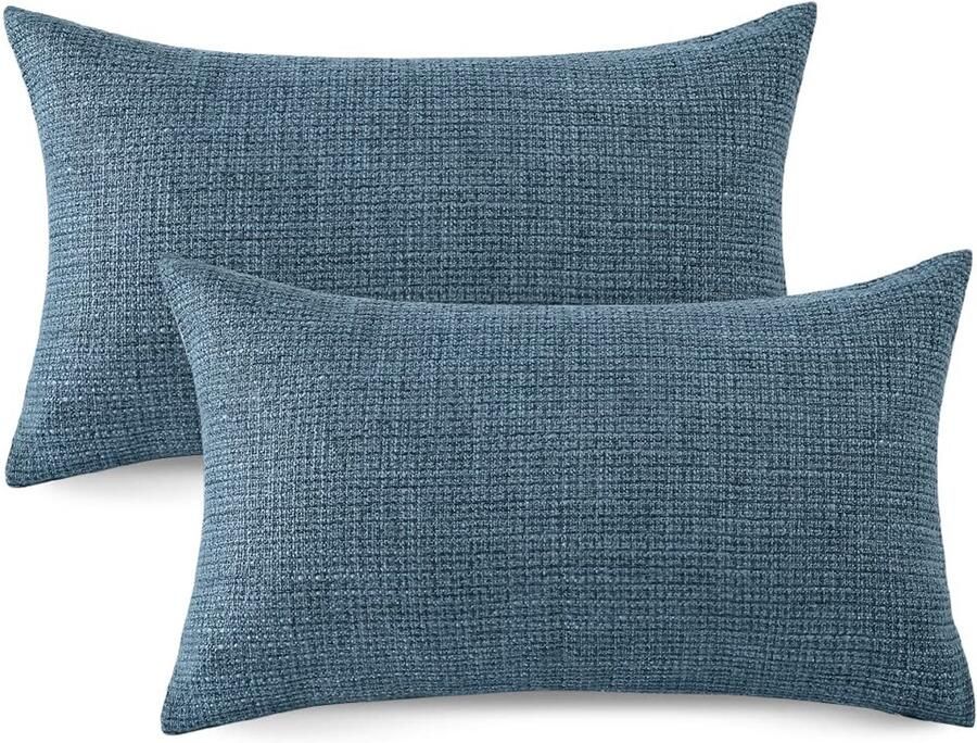 Ibenzoa Set van twee stijlvolle blauwe kussenhoezen voor bank en slaapkamer decoratie